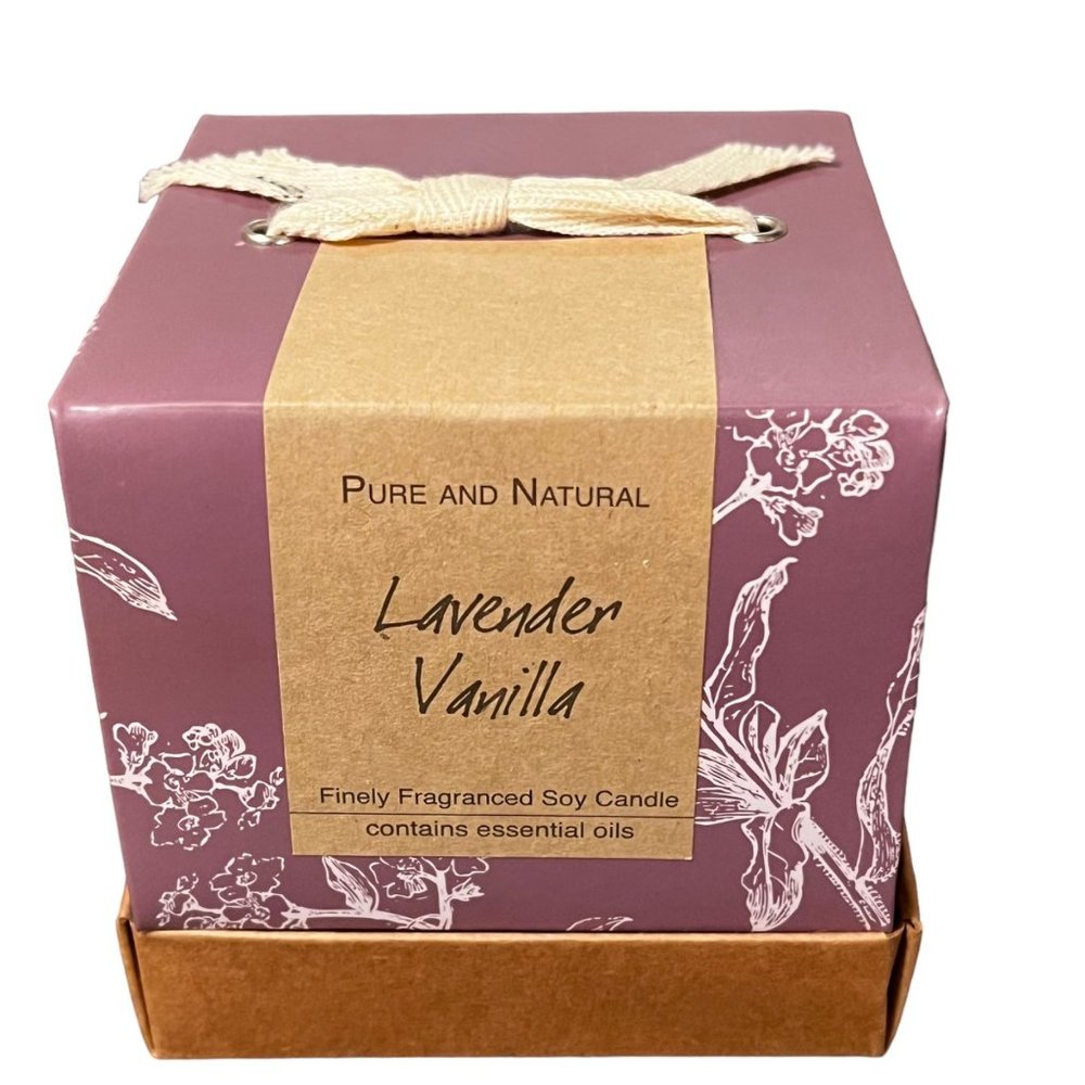 Lavender Vanilla Soy Candle New In Box 9.5 Oz Glass Jar